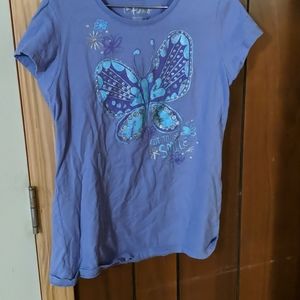 Purple and teal tshirt with sparkly butterfly